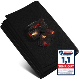 Fireproof Mat 1 x 1 m Heat Resistant up to 982 °C Black Fireproof Fabric Ideal as a Fire Protection Mat or as a Grill Mat, Heat Protection Mat Non-flammable, Fireproof Plate, Fire Protection