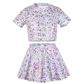 Sparkly Tops for Girls Shiny Crop Top for Dancing Raves Outfit Sequin Hip Hop Metallic Girls Skirt and Top 5-6Y 4-5T