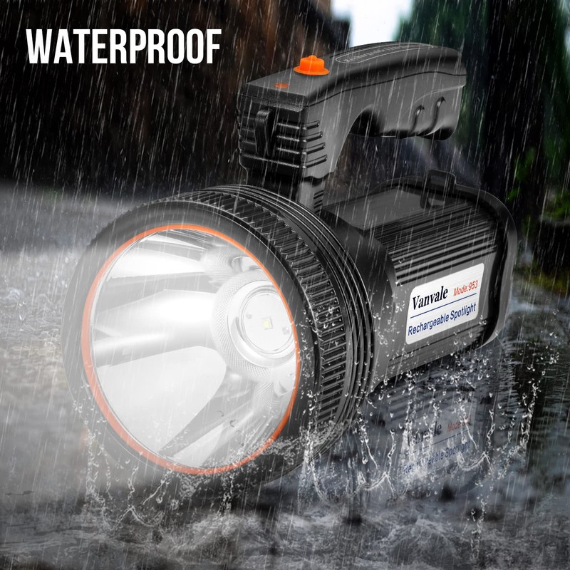 Vanvale Rechargeable Searchlight Handheld LED Tactical Flashlight with Handle Spotlight
