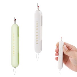 2pcs 2 in 1 Needle Threader Seam Ripper, Integrated Seam Remover & Needle Threading Tool Multifunctional Unpicker for Sewing Crafting Knitting Cross Stitch Quilting Supplies(Grey, Green)