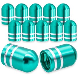MEAJOO 12PCS Bullet Style Tire Valve Stem Caps, with Rubber O-Ring, Aluminum Universal Wheel Tyre Stem Covers for Cars, SUV, Trucks, Bikes, Motorcycles, Bicycles(Green)