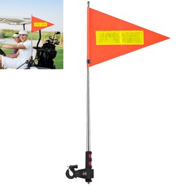 Golf Cart Flag Pole Reflective Orange Safety Flag 8.7 x 11.8 Inch Golf Cart Accessories 47.2 Inch Telescopic Pole Golf Cart Flag Mount Wheelchairs High Visibility
