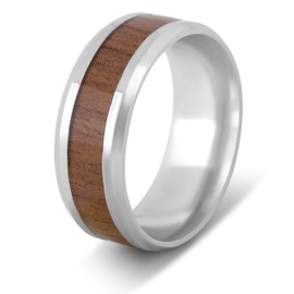 Akitsune Byakko Ring | Women's Men's Wood Stainless Steel Designer Carbide Black Silver Blue Wood, Stainless Steel
