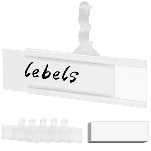 Kdiya 60PCS Plastic Wire Shelf Label Holders, Reusable Price Label