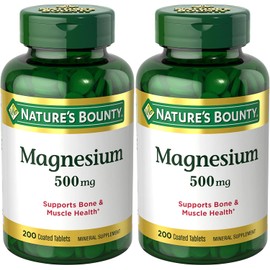 Nature's Bounty Magnesium 500mg Tablets – Twin Pack (400 Count) – Supports Bone & Muscle Health