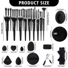 Makeup Tool Set, 56pcs/set Makeup Brush & Sponge & Puff & Headband & Eyelash Curler & Brush Cleaning Tool, Makeup Brushes Set, Professional Cosmetic Makeup Tools for Women