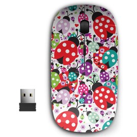 2.4G Ergonomic Portable USB Wireless Mouse for PC, Laptop, Computer, Notebook with Nano Receiver ( Kids Lady Bug Polka )
