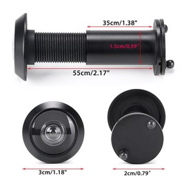 Ofkpo 200 Degree Wide Angle Door Viewer Brass Door Viewer for Doors 35 Mm To 55 Mm (Black)