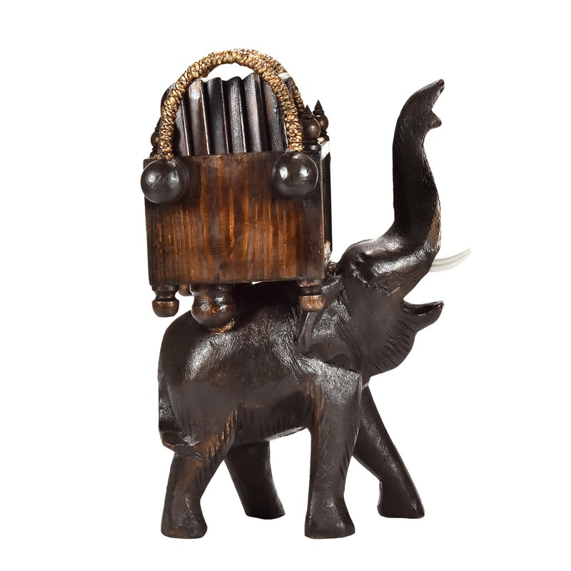 AeraVida Proud Elephant Hand Carved Square Set of 6 Coaster