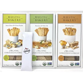 Rustic_Bakery Organic Sourdough Bread Flatbread Crackers Rosemary & Olive Oil, Sweet Onion & Creme Fraiche, Everything Spice | 3Pk-6 oz
