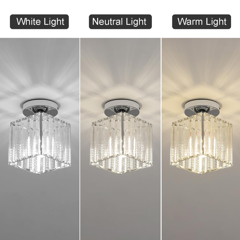 Modern Crystal Ceiling Light, E27 Mini Crystal Ceiling Light, Silver