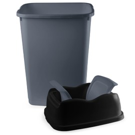 Superio Small 2.5 Gallon Plastic Trash Can with Swing Top Lid, Compact Slim Waste Bin for Under Desk, Office, Bedroom, Bathroom, Dorm, 10 L Portable Garbage Can (Grey)