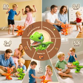 P&C Remote Control Dinosaur Toys for Kids Rechargeable Robot Velociraptor Toy with Spraying,Sound Effects,Dancing,RC Dino for Boy 3-12 STEM Gifts for Kid