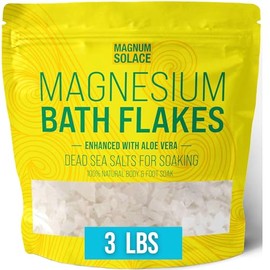 Magnesium Bath Flakes - Dead Sea Salt – Dead Sea Salts for Soaking – Magnesium Flakes for Bath - Enhanced with Aloe Vera (3 Pound)