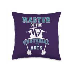 Master Of The Custodial Arts Funny Janitor School Custodian Throw Pillow