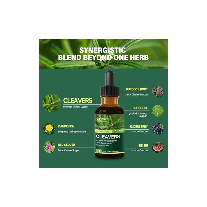 Cleavers Lymphatic Drainage Drops - Cleavers Herb Extract Tincture for