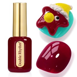 Double Rhythm 0.50 OZ Gel Polish Hema Free Same Color Same Bottle Golden Round Translucent Neutral Natural Milky 15 ML Jelly UV Polish Art DIY at Home (Dark Burgundy-C1563)