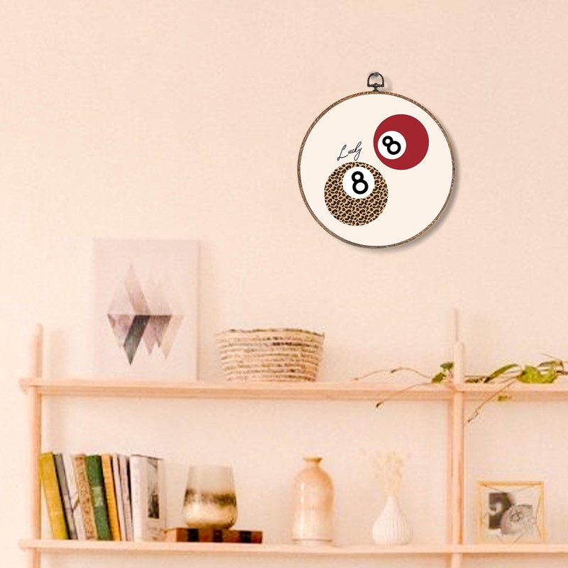 Yorhifa Trendy Leopard Lucky 8 Ball Framed Wall Art, Funky