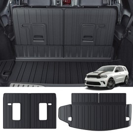 CARENTR Cargo Liner and Seat Back Covers for 2016-2024 Dodge Durango, All-Weather TPE 3rd Row Backrest and Trunk Mats for 6/7-Passenger Models