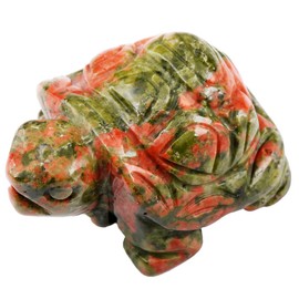 KYEYGWO Unakite Crystal Turtle Figure Gemstone Hand Carved Turtle Sculpture Reiki Healing Stone Ornament Pocket Statue Fengshui Decor for Lucky Charm Amulet