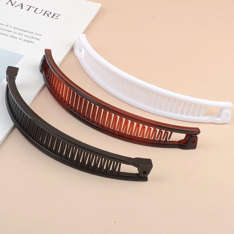 Yeanifeana Banana Hair Clips, Vintage Clincher Combs, 3 Pack, Black,