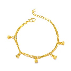 Dainty Lily of the Valley Layered Bracelet for Women 18k Gold Plated Sweet Flowers Charm Hand Chain Adjustable Stackable Fashion Floral Birthday Bride Wedding Party Fairy Jewelry Spring Summer