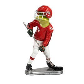 formano Frog Figure Ice Hockey Player - Funny Frog Decoration for Sports Fans - Gift for Ice Hockey Lovers & Players - Hand-Painted Decorative Figure (Red & White) Frog House (Red Jersey)