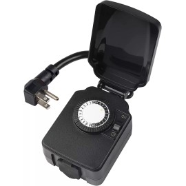 BN-LINK 24 Hour Mechanical Outdoor Light Timer with Covers, Heavy Duty