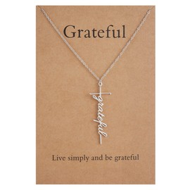 Lcherry Grateful Cross Pendant Necklace Stainless Steel Religious Jewelry for Women
