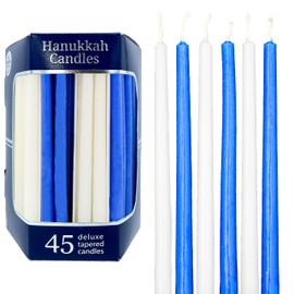 Hanukkah Candles Deluxe Tapered Blue and White Menorah Candles for All 8 Nights of Chanukah