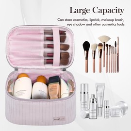 Yuilgdo Makeup Bag Travel Cosmetic Bag, Large Capacity Makeup Organizer Bag and Storage, Portable PU Leather Pouch Toiletry Bag Make up Organizer, Cosmetic Bags for Women