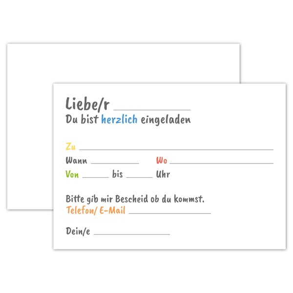 PICTALOO Children's Birthday Invitation Cards Blank Set of 12 to