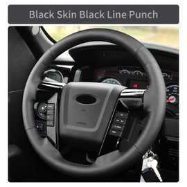 Yeolpise Hand Sewn Steering Wheel Cover Microfiber Leather Stitched on Wrap,Fit for Ford 2015 Expedition/2014 F-150 Tremor/2013 F-150/2010 2011 F-150 Harley-Davidson/2009 F-150 Platinum/2009 F-150 FX4