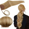 RUNATURE Ponytail Extension Blonde Highlights Real Hair Ponytail Extensions Honey
