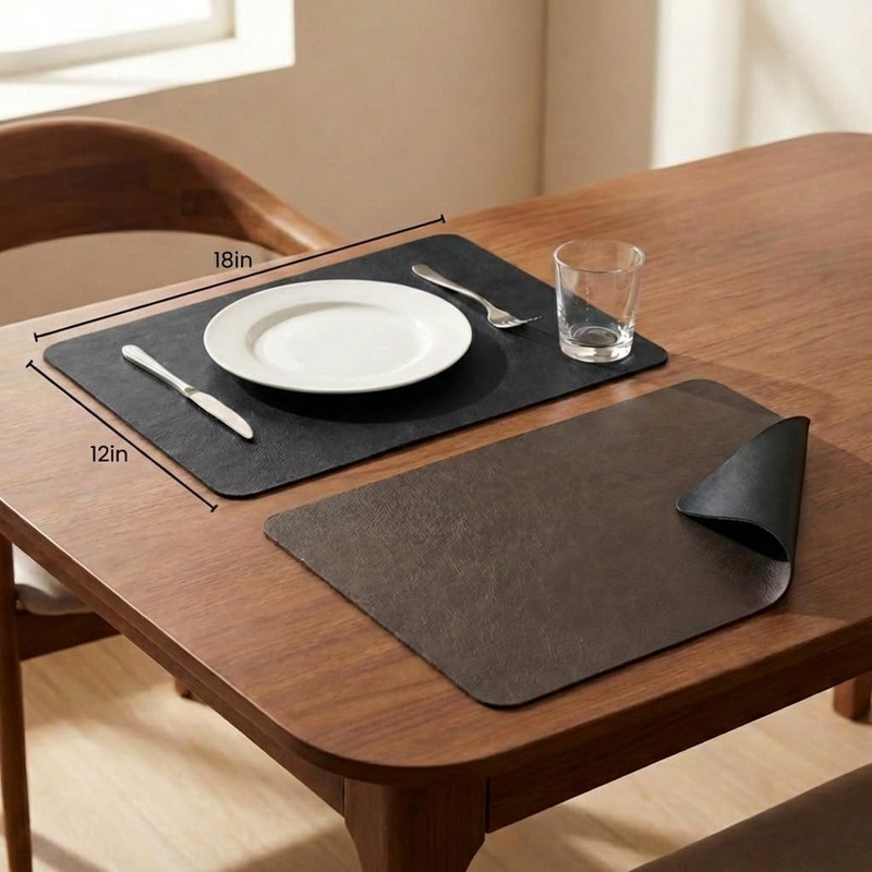Premium Faux Leather Placemats Set of 6 – Waterproof, Heat-Resistant,