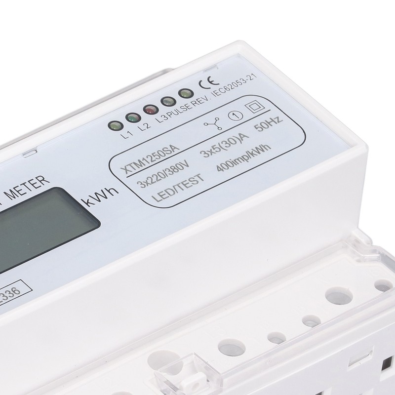 7 Digit LCD Electric Energy Meter 35mm DIN Rail Mounting