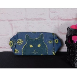 Unbranded Blue Cat Gothic Makeup Bag Aesthetic Organizer Brand New
