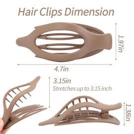 French Concord Curved Hair Clips Set - 3Pcs Claw Clips, Flat Hair Clips, Alligator Hair Clip for Women