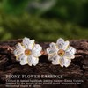 Lotus Fun S925 sterling silver stud earrings natural stone peony