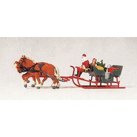 SANTA'S SLEIGH WITH HORSES - PREISER HO SCALE MODEL TRAIN ACCESSORIES 30448
