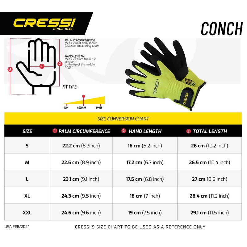 Cressi Conch Dyfiber Gloves, Lime, L