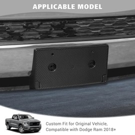 Jimen for Ram License Plate Holder, Front License Plate Frame Mount Bracket Compatible with Dodge Ram 2018-2024 (Carbon Fiber)