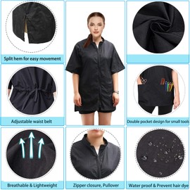Gliitatu Grooming Smock for Dog Groomer Barber Jackets for Women Men Professional Salon Cosmetologist Smock Black Full Zipper(M)
