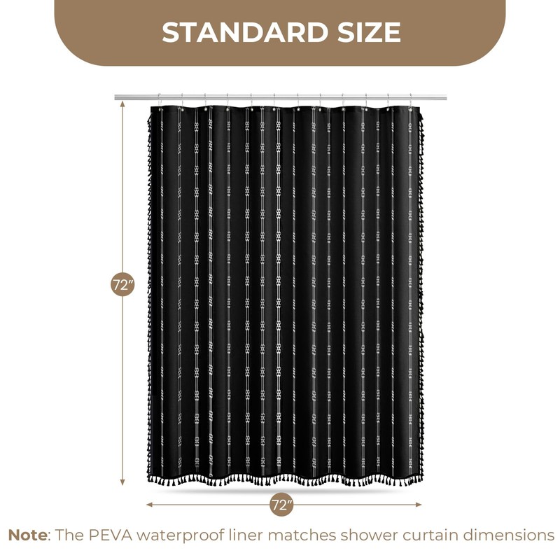 downluxe Linen Texture 3 in 1 Farmhouse Shower Curtain Set