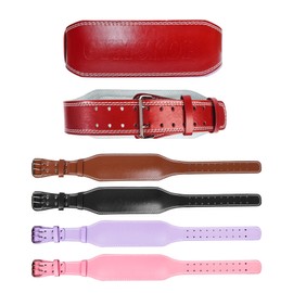 Leather Belt For Fashion Fitness Weightlifting Belt With Adjustable Buckle and 4 Inches Wide Stable Back Support Heavy Training Gym for Men and Women (Red） S-XL