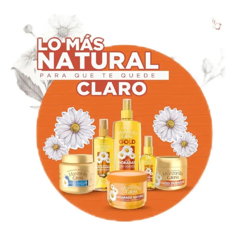 Kit Aclarante Cabello Grisi Manzanilla Shampoo Crema Peinar