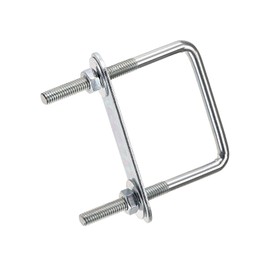 TOP-VIGOR 4 sets M6 Square U-Bolts, 50mm Inner Width 80mm Length Steel U-Bolts with Nut, Plate, Washer for Building Installations Mechanical Parts Connection Cehicles Ships