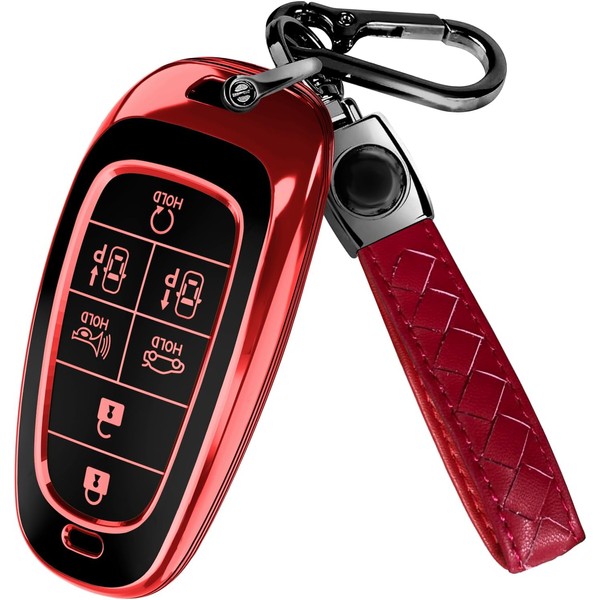 Lucrum Compatible with Hyundai Palisade Key Fob Cover & Leather