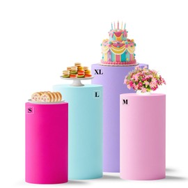 CMXZSAM Set of 4 Cylinder Pedestal Covers, Multiple Sizes Pedestal Stand Cover Cylinder Stands Cover for Party Cylinder Covers for Party Birthday Wedding Parties Dessert Tables Decor
