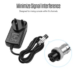 Mixing Console Mixer Power Supply AC Adapter 15V 230mA Universal 4-Pin Round Connector for 16 Channels or below Mixing Consoles Replacement Accessories 100-240V Input UK Plug